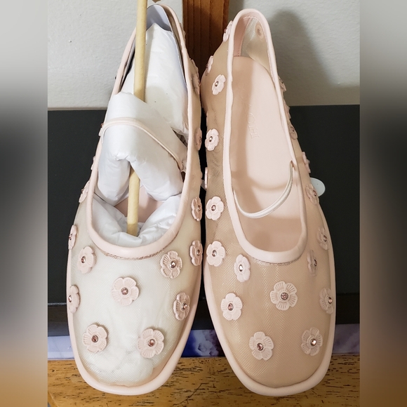 Coach Emilia Floral Mesh Mary Janes - Cream and Pink - Picture 4 of 12